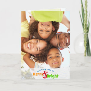 Modern Merry och Bright Family Photo Helgkort