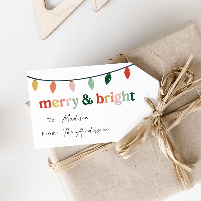 Modern Merry och Bright Helgdag Presentetikett (Skapare uppladdad)