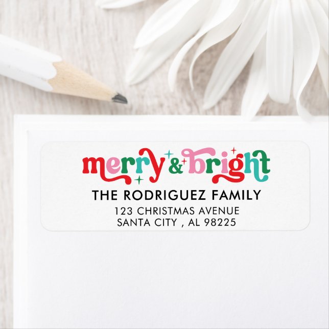 Modern Merry och Bright Helgdag Returadress Returadress Etikett (Insitu)