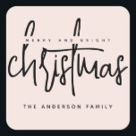 Modern Merry och Bright Jul - enkelt skript Fyrkantigt Klistermärke<br><div class="desc">Modern Merry och Bright Jul - enkelt skript</div>