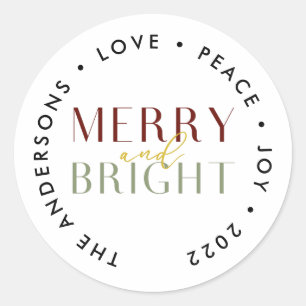 Modern Merry och Bright jul-familjen Runt Klistermärke