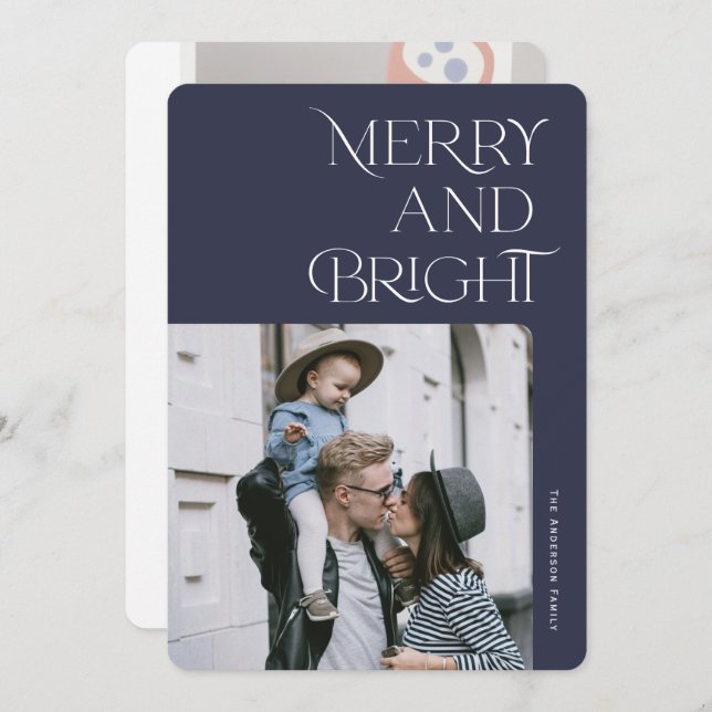 Modern merry- och Bright Jul-Helgdag-foton Julkort (Fram/baksida)