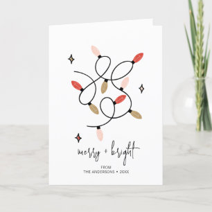 Modern Merry och Bright jul Ljus Helgdag C Helgkort