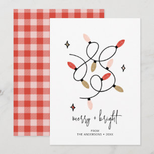 Modern Merry och Bright jul Ljus Julkort