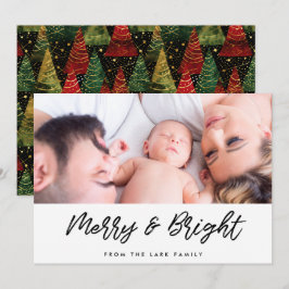 Modern Merry och Bright Jul Photo Julkort