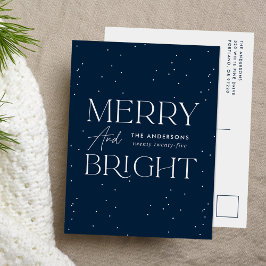 Modern Merry och Bright Navy non-Photo Helg Vykort