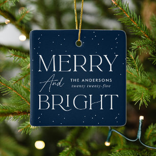 Modern merry och Bright Navy Photo Julgransprydnad Keramik