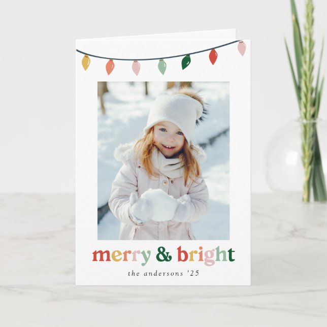 Modern merry och Bright Photo Helgkort (Framsida)