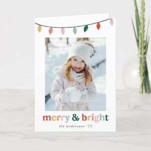 Modern merry och Bright Photo Helgkort