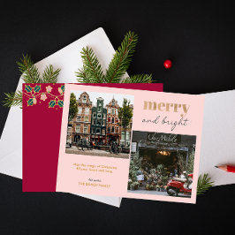 Modern merry och Bright Photo Julkort