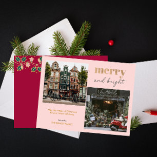 Modern merry och Bright Photo Julkort