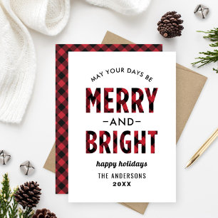Modern Merry och Bright Red Buffalo Play Julkort