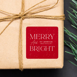 Modern merry och Bright Red Helgdag Fyrkantigt Klistermärke