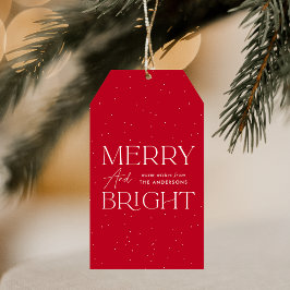 Modern merry och Bright Red Helgdag Presentetikett