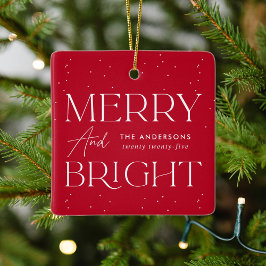 Modern Merry och Bright Red Photo Julgransprydnad Keramik