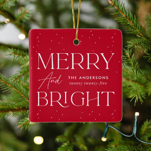 Modern Merry och Bright Red Photo Julgransprydnad Keramik