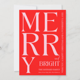 Modern Merry och Bright Red Rosa 2025-jul Julkort