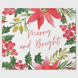 Modern Merry och Bright Script Wrapping Papper Presentpapper
