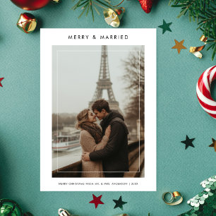 Modern merry och gift julfoto julkort