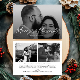 Modern Merry och gift Nylodrätt skript jul Julkort