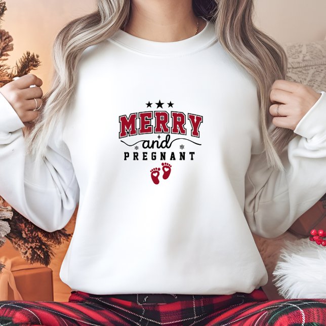 Modern merry och gravida kvinnor t shirt (Modern Merry and Pregnant Woman Sweatshirt)