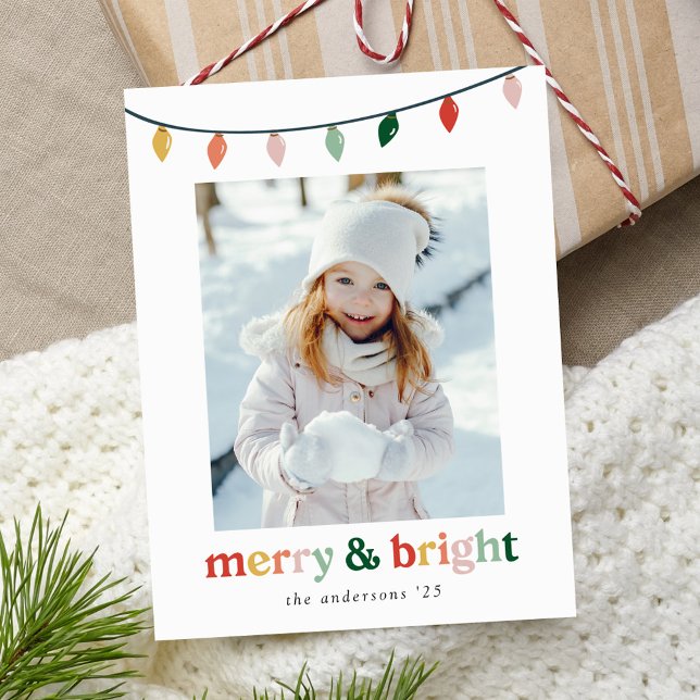 Modern merry och ljus 2-foto helg vykort (Skapare uppladdad)