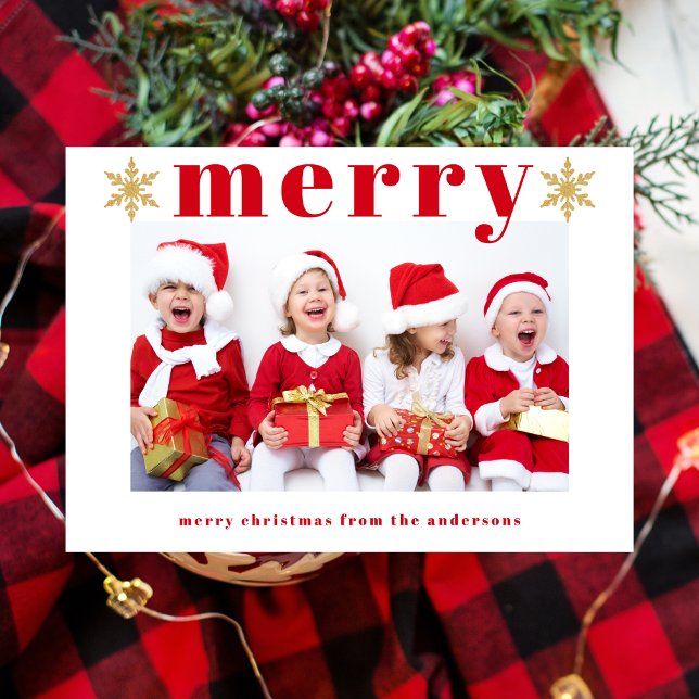 Modern merry Photo Helgdag Card Julkort (Skapare uppladdad)