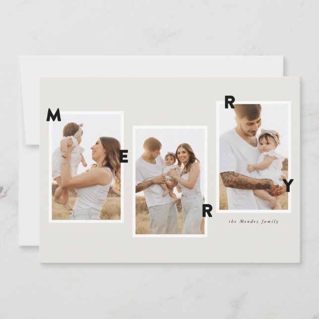 Modern merry Photo Julkort (Framsida)