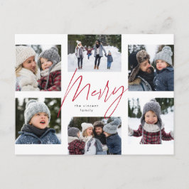 Modern merry Red-skript 6 fotojulkollage Helg Vykort