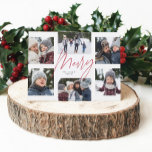 Modern merry Red-skript 6 fotojulkollage Julkort<br><div class="desc">Ett kollegium med sex foton samlas in runt ett modernt merry-skript i mitten och ett anpassningsbar-meddelande. Denna enkla utformning är en utveckling framåt och perfekten till ett  år av högdagrar med vänner och familj. Baksidan är en samordnande röd rand.</div>
