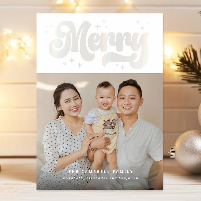 Modern Merry Shimmer Helgdag Photo Card Julkort (Skapare uppladdad)