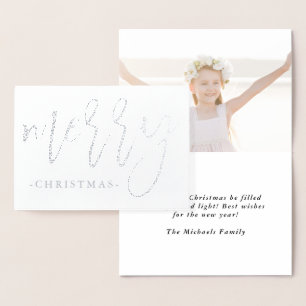 Modern Merry Typography med två fotojul Folierat Kort