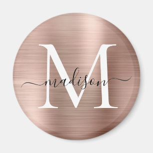 Modern Metall Monogram-skript i Ro Guld Magnet