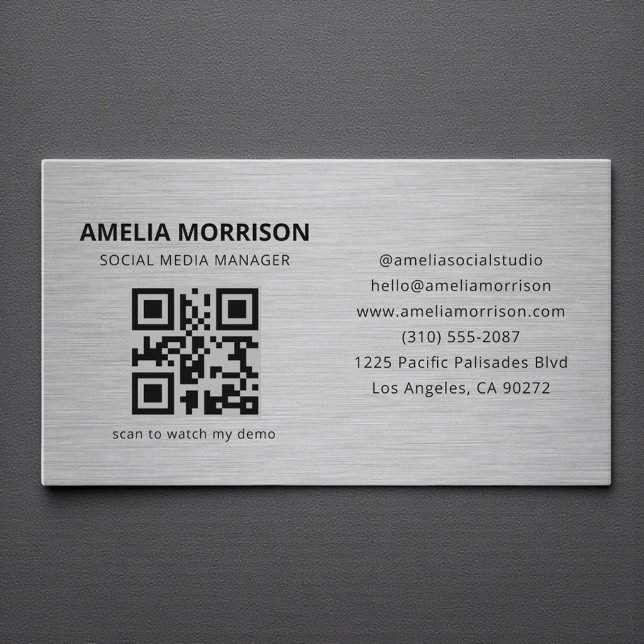 Modern Metall QR-kod Minimalistisk Professionell Visitkort (Skapare uppladdad)