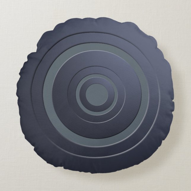 Modern metallcirkel blå med valfritt Färg Rund Kudde (Framsidan)