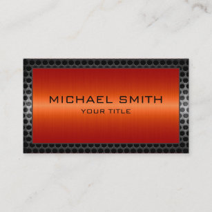 Modern metallgräns för röd orange rostfritt stål visitkort