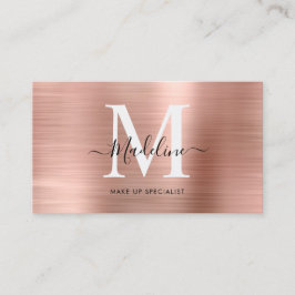 Modern Metallic Brushed Ro Guld Monogram Visitkort