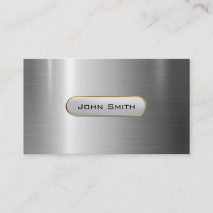 Modern Metallic Faux Silver Stainless Steel Titta Visitkort