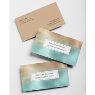 Modern Metallic Guld Beige Turcos Visitkort
