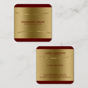 Modern Metallic Guld Stainless Steel Red Gräns Fyrkantigt Visitkort