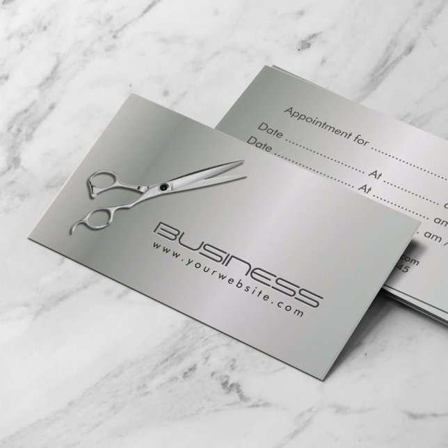 Modern Metallic Hair Salon Möte Tidsbeställning Kort (Skapare uppladdad)