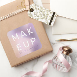 Modern Metallic Ombre Makeup Artist Monogram Fyrkantigt Klistermärke