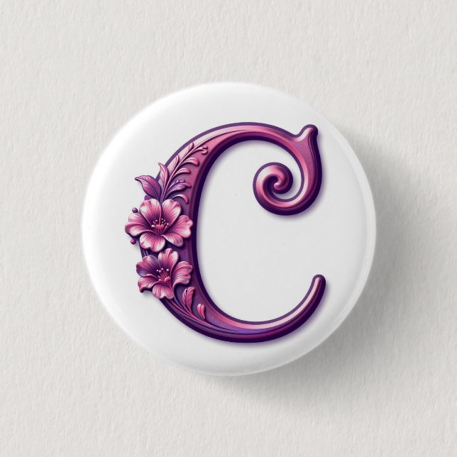 Modern Metallic Rosemaling Letter C, Pink/Purple Knapp (Framsida)