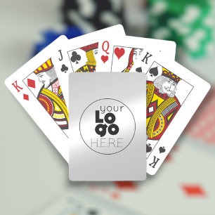 Modern Metallic Silver Business Logotyp-uppspelnin Casinokort