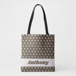 Modern Metallic Silver och Mörk Brown Polka Dot Tygkasse