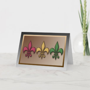 Modern Metallic Stil Fleur de Lis-jul Helgkort