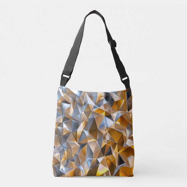 Modern Metallisk Abstrakt Guld Silver Geometrisk Axelväska (Framsida)