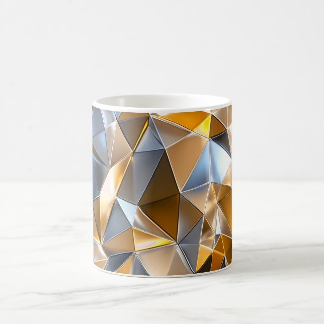 Modern Metallisk Abstrakt Guld Silver Geometrisk Kaffemugg (Center)