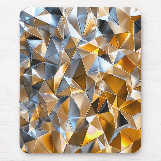 Modern metallisk abstrakt guld silver geometrisk musmatta (Framsidan)