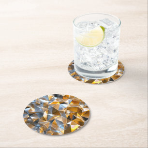 Modern metallisk abstrakt guld silver geometrisk underlägg papper rund
